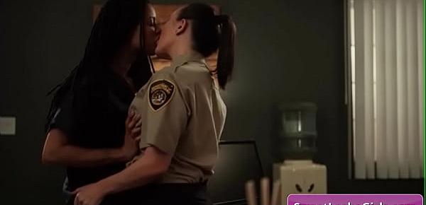  Amazing lesbian hot sluts Ana Foxxx, Demi Sutra enjoy deep pussy licking in prison